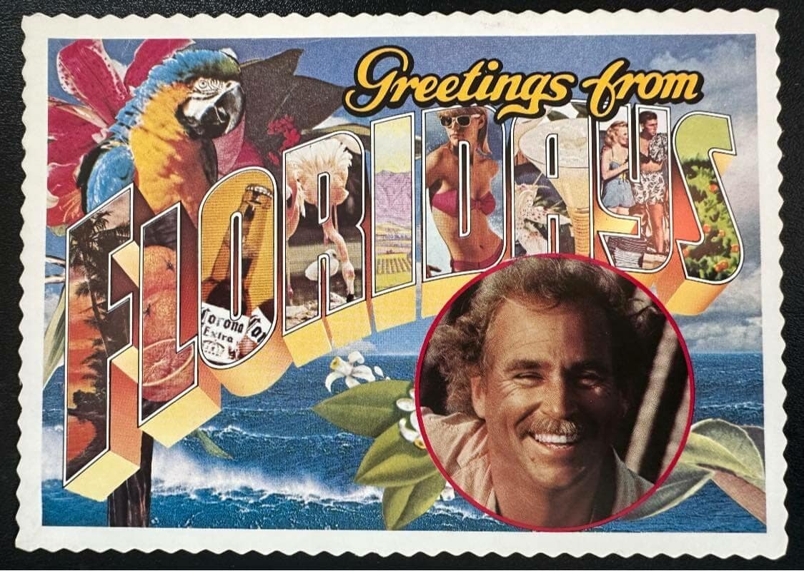 Promo postcard from summer of 1986, via Jimmy Buffett on Facebook